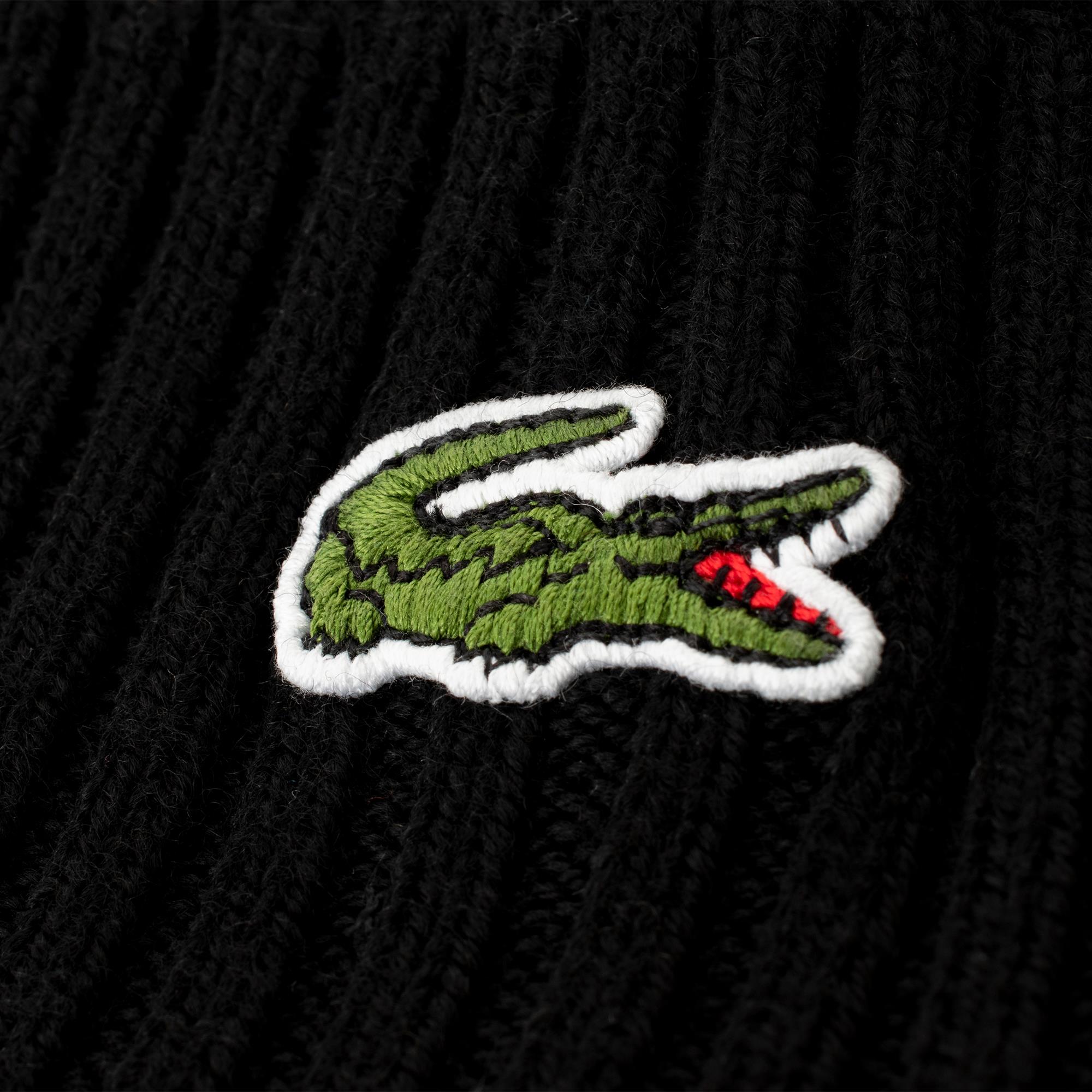 Lacoste Rib Knit Beanie Black